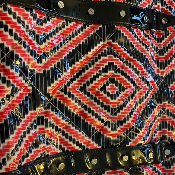 Tory Burch  Travel Bag Large Red and Black Geometric - Picture 8 of 16